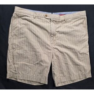 Cremieux Mens Tan‎ White Pinstripe Flat Front Shorts Size 42 Cotton